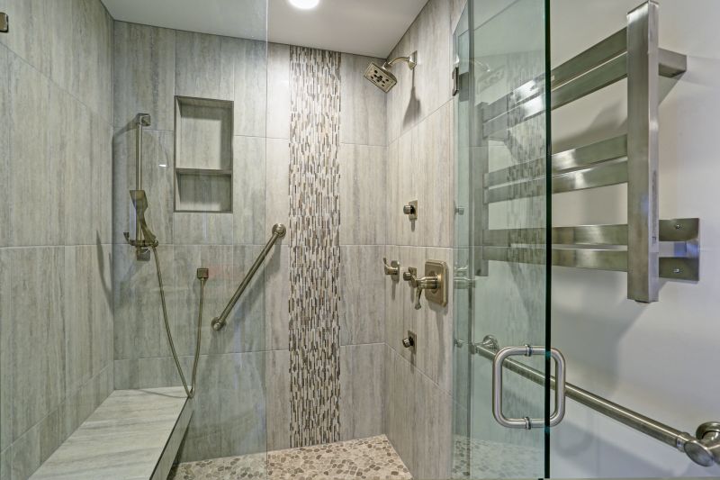 Rain Shower Head in a Spacious Shower